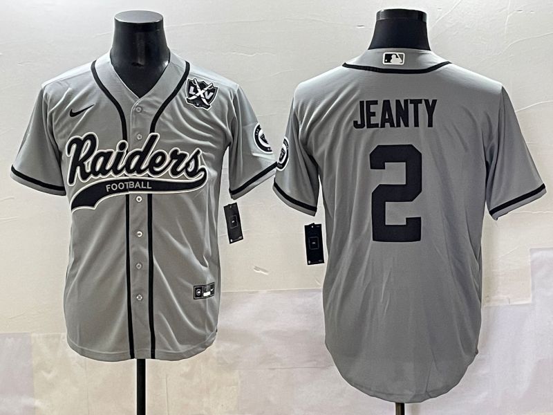 Men 2025 Oakland Raiders #2 Jeanty Grey Joint Name Nike Limited NFL Jersey style 14->oakland raiders->NFL Jersey